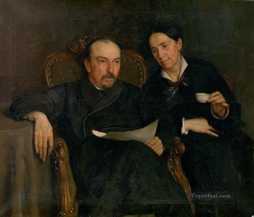 El poeta Jan Van Beers y su esposa, los padres del artista Jan van Beers. Pinturas al óleo
